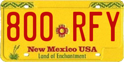 NM license plate 800RFY