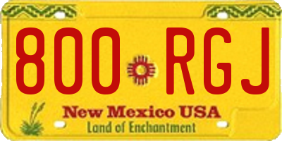 NM license plate 800RGJ