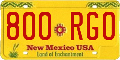 NM license plate 800RGO