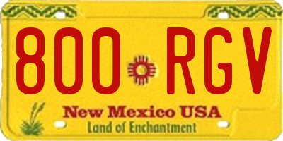 NM license plate 800RGV