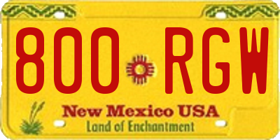 NM license plate 800RGW