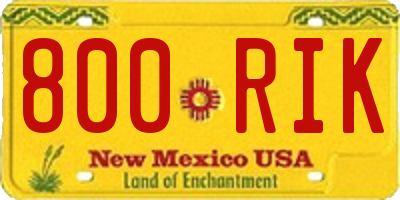 NM license plate 800RIK
