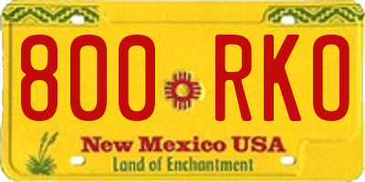 NM license plate 800RKO