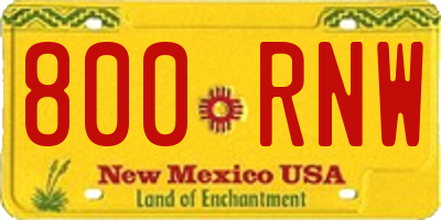 NM license plate 800RNW