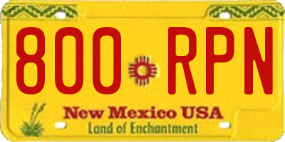NM license plate 800RPN