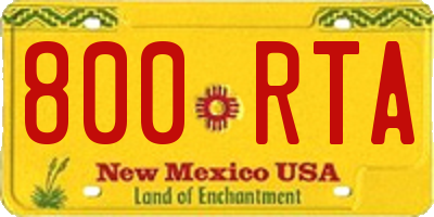NM license plate 800RTA