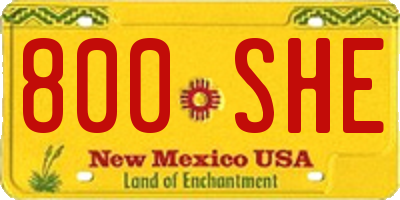 NM license plate 800SHE