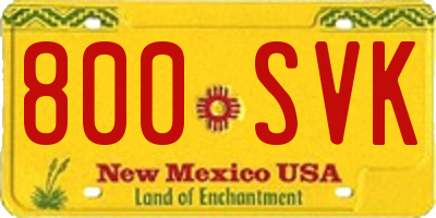 NM license plate 800SVK