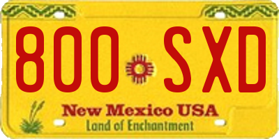 NM license plate 800SXD