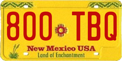 NM license plate 800TBQ
