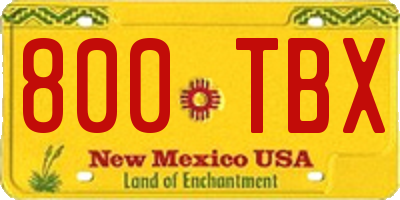NM license plate 800TBX