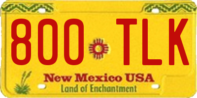 NM license plate 800TLK
