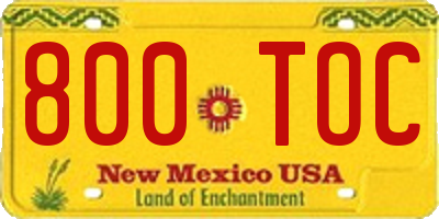 NM license plate 800TOC