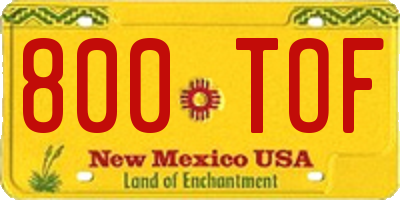 NM license plate 800TOF
