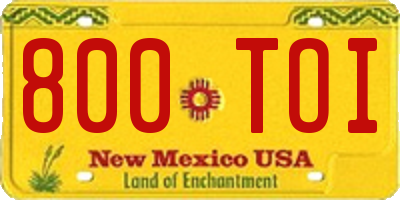 NM license plate 800TOI