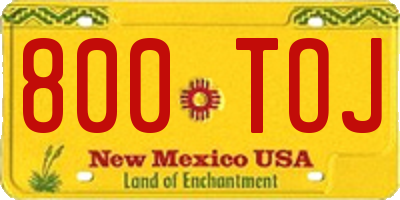 NM license plate 800TOJ