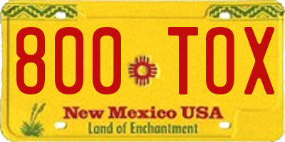 NM license plate 800TOX