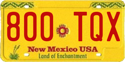 NM license plate 800TQX