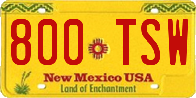 NM license plate 800TSW