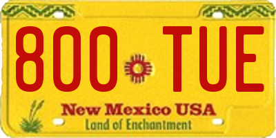 NM license plate 800TUE