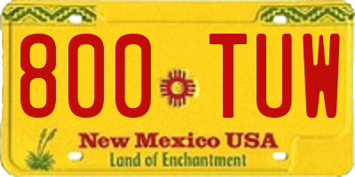 NM license plate 800TUW