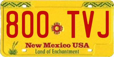 NM license plate 800TVJ