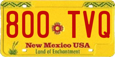 NM license plate 800TVQ