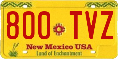 NM license plate 800TVZ