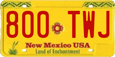 NM license plate 800TWJ
