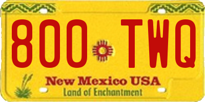 NM license plate 800TWQ