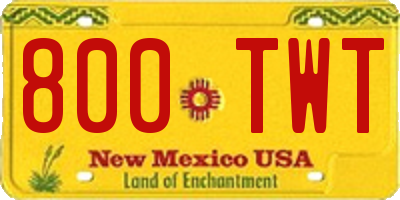 NM license plate 800TWT