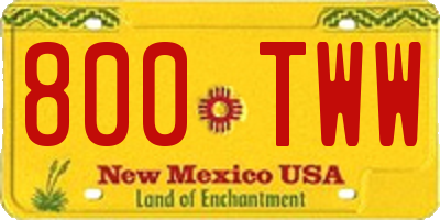 NM license plate 800TWW