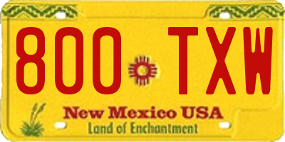 NM license plate 800TXW