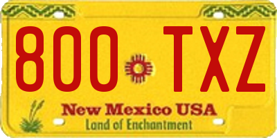 NM license plate 800TXZ