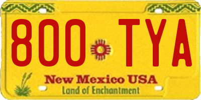 NM license plate 800TYA