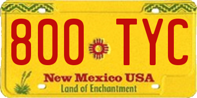 NM license plate 800TYC