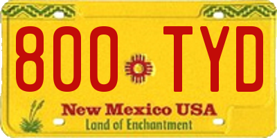 NM license plate 800TYD