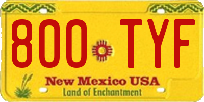 NM license plate 800TYF