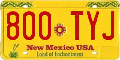 NM license plate 800TYJ