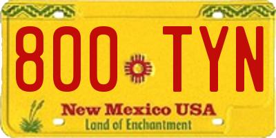 NM license plate 800TYN
