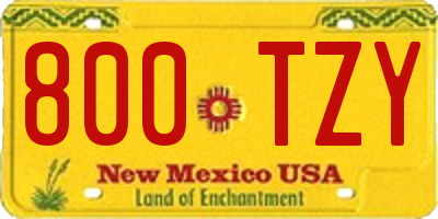 NM license plate 800TZY