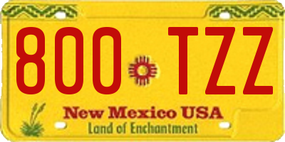 NM license plate 800TZZ