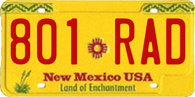 NM license plate 801RAD