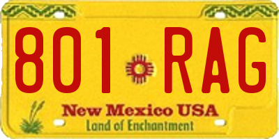 NM license plate 801RAG