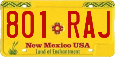 NM license plate 801RAJ