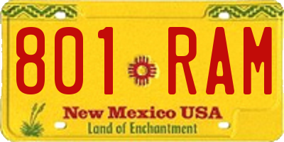 NM license plate 801RAM