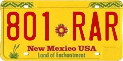 NM license plate 801RAR