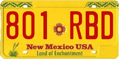 NM license plate 801RBD