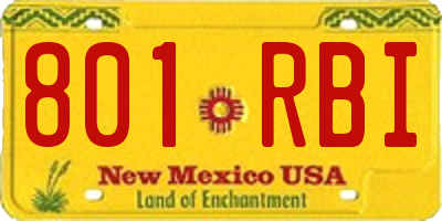NM license plate 801RBI