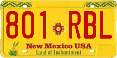 NM license plate 801RBL